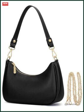 Small Crescent Shoulder Bag Vegan Leather Mini Purse Hobo Handbag